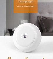 Smart Auto On/Off Sensor Nightlight Round EU Plug in Wall Night Lamp Bathroom Home Kitchen Hallway Staireway Bedroom Nightlight